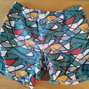 Vintage Hugo Valentino Abstract Geometric Stroke Swim Shorts